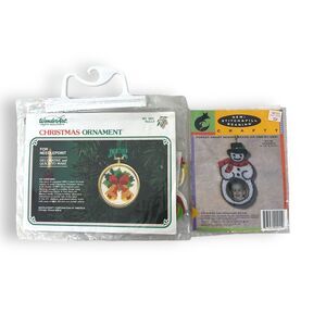 2 Vintage Ornament Lot Kits Wonder Art No 6891 Bells Crafty 911M Snowman New
